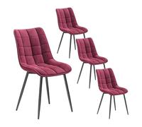 WOLTU 4X Chaise de Salle à Manger, Chaise de Cuisine, Assise rembourrée en Velours épais, Pieds en métal, Rose