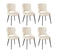 WOLTU Chaises de Salle à Manger Lot de 6, Assise rembourrée en Chenille épais Pieds en métal, Beige.