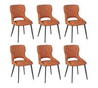 WOLTU Chaises de Salle à Manger Lot de 6, Assise rembourrée en Chenille épais Pieds en métal, Orange.