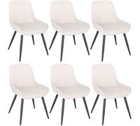 WOLTU Chaises de Salle à Manger Lot de 6, Chaises Relaxantes en Velours, Ergonomiques avec Dossier, Crème Blanc BH331cm-6