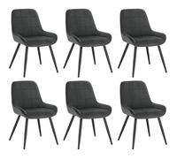 WOLTU Chaises de Salle à Manger Lot de 6, Chaises Relaxantes en Velours, Ergonomiques avec Dossier, Gris foncé BH331dgr-6