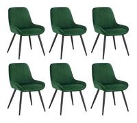 WOLTU Chaises de Salle à Manger Lot de 6, Chaises Relaxantes en Velours, Ergonomiques avec Dossier, Vert foncé BH331dgn-6