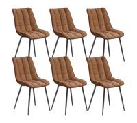 WOLTU 6X Chaise de Salle à Manger, Chaise de Cuisine, Assise rembourrée en Similicuir, Pieds en métal,Brun Clair,siège: 46x40,5cm