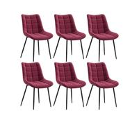 WOLTU Chaises de Salle à Manger Lot de 6,Velours,Bordeaux | Chaise à Assise Rembourrée épaisse,Pieds en Métal,pour Salle à manger,Salon,Chambre,Charge 150kg