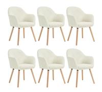 WOLTU Chaises de Salle à Manger Lot de 6,Velours Côtelé,Beige | Fauteuil Rembourré avec Accoudoirs,Pieds en Bois Massif,pour Cuisine Salon Chambre, Charge 150 kg