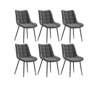 WOLTU Chaises de Salle à Manger Lot de 6,Velours,Gris Foncé | Chaise à Assise Rembourrée épaisse,Pieds en Métal,pour Salle à manger,Salon,Chambre,Charge 150kg