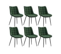 WOLTU Chaises de Salle à Manger Lot de 6,Velours,Vert Foncé | Chaise à Assise Rembourrée épaisse,Pieds en Métal,pour Salle à manger,Salon,Chambre,Charge 150kg
