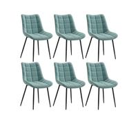 WOLTU Chaises de Salle à Manger Lot de 6,Velours,Vert Turc | Chaise à Assise Rembourrée épaisse,Pieds en Métal,pour Salle à manger,Salon,Chambre,Charge 150kg