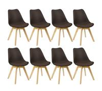 Chaise scandinave - WOLTU - Lot de 8 chaises - Siège rembourré - Design épuré - Dossier incurvé - BRUN