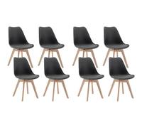 Chaise scandinave - WOLTU - Lot de 8 chaises - Siège rembourré - Design épuré - Pieds en bois massif - Gris
