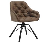 WOLTU Chaises de Salle à Manger Pivotantes | Fauteuil à Haut Accoudoir Rembourré,en Similicuir,Pieds Métal,Pour Salle à Manger,Salon et Chambre,Marron