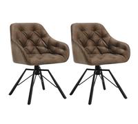 WOLTU Chaises de Salle à Manger Pivotantes,Lot de 2 | Fauteuil à Haut Accoudoir Rembourré,en Similicuir,Pieds Métal,Pour Salle à Manger,Salon et Chambre,Marron
