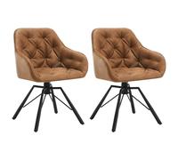 WOLTU Chaises de Salle à Manger Pivotantes,Lot de 2 | Fauteuil à Haut Accoudoir Rembourré,en Similicuir,Pieds Métal,Pour Salle à Manger,Salon et Chambre,Marron Clair