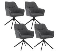 WOLTU Chaises de Salle à Manger Pivotantes Lot de 4, Chaise de Cuisine Pivotante avec Pieds en Métal Noir, Fauteuils Rembourrés avec Dossier, Chenille et Velours Côtelé, Gris Foncé, EZS08dgr-4