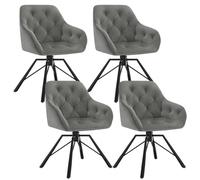 WOLTU Chaises de Salle à Manger Pivotantes,Lot de 4 | Fauteuil à Haut Accoudoir Rembourré,en Velours,Pieds Métal,Pour Salle à Manger,Salon et Chambre,Gris Foncé