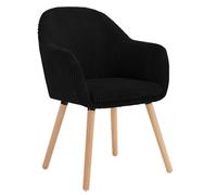 WOLTU Chaise de Salle à Manger, Chaise de Cuisine Ergonomique en Velours Côtelé, Pieds en Bois Massif, Noir W0ATT0209-1
