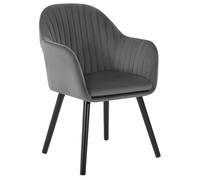 WOLTU 1 X Chaise de Salle à Manger en Velours ,Pieds en Bois Noir,Chaise de Relax, Chaise de Salon, Gris Foncé