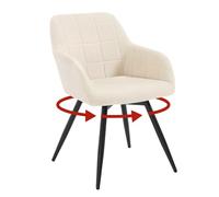 WOLTU Chaises pivotante,en Velours,Beige | Chaises de Salle à Manger Pivotantes à 360°,Hauts Accoudoirs Rembourrés,Pieds Métal,Pour Salle à Manger,Salon et Chambre