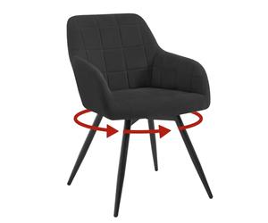 WOLTU Chaises pivotante,en Velours,Noir | Chaises de Salle à Manger Pivotantes à 360°,Hauts Accoudoirs Rembourrés,Pieds Métal,Pour Salle à Manger,Salon et Chambre