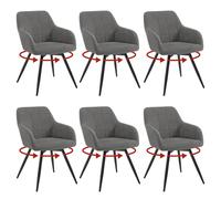 WOLTU Chaises pivotante Lot de 6,en Velours,Gris Foncé | Chaises de Salle à Manger Pivotantes à 360°,Hauts Accoudoirs Rembourrés,Pieds Métal,Pour Salle à Manger,Salon et Chambre