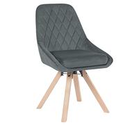WOLTU Chaise Pivotante de Salle à Manger, Chaise de Cuisine en Velours, Pieds en Bois Massif, Gris Foncé BH359dgr-1