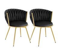 WOLTU Chaises Pivotantes Lot de 2,en Velours,Noir | Chaises de salle à manger pivotantes à 360°,Dossier Tissé,Siège Rembourré,Pieds Métal,Pour Cuisine,Salon et Chambre