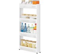 WOLTU Chariot de Cuisine, Étagère de Niche sur Pied à 4 Niveaux, Blanc, 54x13x102cm, RGB36ws
