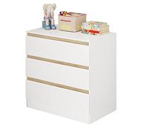 WOLTU Commode 3 Tiroirs en Tissu, Meuble de Rangement Multifonctionnel | en Bois d'Ingénierie, 80x78x48 cm, pour Chambre à Coucher, Salon, Entrée, Salle de Bain, en Gris Blanche