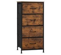WOLTU Commode 4 Tiroirs, Meuble de Rangement à Tiroirs en Tissu, pour Chambre à Coucher, Couloir, Entrée, Salon, Cadre en Métal, Dessus en Bois d'Ingénierie E1, Marron Rustique + Noir, SSK011shm