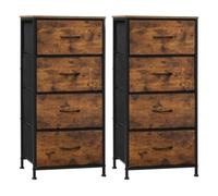 WOLTU Commode 4 Tiroirs, Meuble de Rangement avec Tiroirs en Tissu | en Métal et Bois d'Ingénierie E1, pour Salon, Chambre, Entrée, en Marron Rustique + Noir