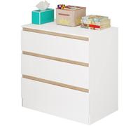 WOLTU Commode à 3 Tiroirs, Armoire Chambre, 80x48x78cm, Blanc