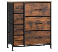 WOLTU Commode à 7 Tiroirs en Tissu, Meuble de Rangement | Cadre en Métal, Plateau en Bois d'Ingénierie, pour Salon, Entrée, Chambre, Couloir, en Marron+Noir Rétro, 63,5x30x73cm