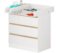 WOLTU Commode à Langer avec 3 tiroirs - avec Table à Langer - pour bébé en aggloméré et MDF,Blanc
