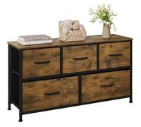 WOLTU Commode,Armoire en Bois d'Ingénierie,Tiroirs en Tissu,Cadre en Métal,Style Industriel,100x30x54cm,Marron Rustique W0ITT0093
