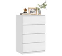 WOLTU Commode Blanche 4 Tiroirs, Meuble de Rangement | 60x40x90cm, pour Chambre à Coucher, pour Salon, Entrée, en Bois d'Ingénierie