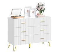 WOLTU Commode Blanche 6 Tiroirs, Meuble de Rangement