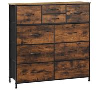 WOLTU Commode, Meuble de Rangement, avec 10 Tiroirs en Tissu, Commode Rangement pour Chambre, Salon, Entrée, Cadre en Métal, Marron Rustique et Noir, SSK009shm