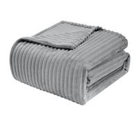 WOLTU Couverture en Flanelle Moelleuse, Plaid Polaire, 150x200 cm Gris | avec Rayures, adaptée au canapé et au lit, ami des Animaux, Bonne Option de Cadeau