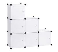 WOLTU DIY Armoire plastique chambre faite de modules avec porte pour le stockage de vêtements, accessoires, jouets, livres,chaussures,6 cubes 96x30x96cm (LxPxH),Blanc SR0056ws