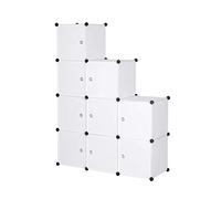WOLTU DIY Armoire Plastique Chambre Faite de modules avec Porte pour Le Stockage de vêtements, Accessoires, Jouets, Livres,Chaussures,9 Cubes,Blanc SR0055ws