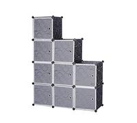 WOLTU DIY Armoire Plastique Chambre Faite de modules avec Porte pour Le Stockage de vêtements, Accessoires, Jouets, Livres,Chaussures,9 Cubes,Noir SR0055sz