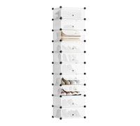 WOLTU DIY Meuble à Chaussures en Plastique Faite de modules avec Porte,47x37x170cm (LxPxH),10 Cubes Blanc