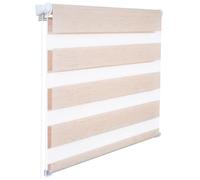 WOLTU Double Store Enrouleur, Directement sans perçage, Réglage de rideau latéral, translucide, 65x150cm, Aspect Bois Naturel