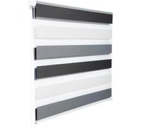 WOLTU Double Store Enrouleur, Directement sans perçage, Réglage de rideau latéral,translucide, 70x220cm, Blanc+Gris+Anthracite