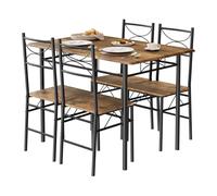 WOLTU Ensemble Table à Manger avec 4 Chaises, Table et Chaise 5 Pièces pour 4 Personnes, Table de Cuisine en MDF et Métal, Design Industriel, 110 x 70 x 76 cm, Marron Rustique et Noir