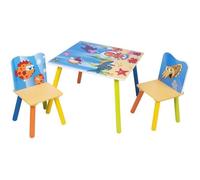 WOLTU Ensemble table et chaises avec motifs imprimé océan, 1 x table d’enfant + 2 chaises pour enfants d’âge préscolaire