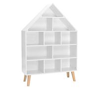 WOLTU Étagère à Livres pour Enfants, Mini Bibliothèque en Forme de Maison | pour chambre d'enfants, avec 11 Compartiments de rangement Ouverts Blanc