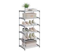 WOLTU Étagère Chaussures à 6 Niveaux, Rangement Chaussures, Étroit, pour Entrée, Salon, Couloir, Tube en Métal, 42 x 30 x 88 cm, Gris
