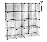 WOLTU Étagère Cube en Grille étagère Conception DIY pour Rangement Armoire de penderie métallique Noir 16 Compartiments SR0123sz-2