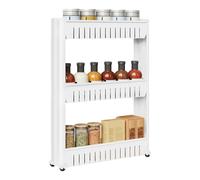 WOLTU Étagère de Niche avec 3 Compartiments à roulettes Meuble étagère Chariot de Cuisine, Blanc